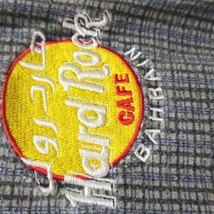 Vintage Hard Rock Cafe BAHRAIN Gray & Blue Men's Checkered Men's XL 100% Cotton